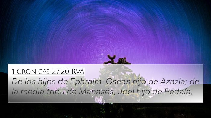 1 Crónicas 27:20 RVA 4K Wallpaper - De los hijos de Ephraim, Oseas hijo de Azazía; - 4K Wallpaper Bible Verse