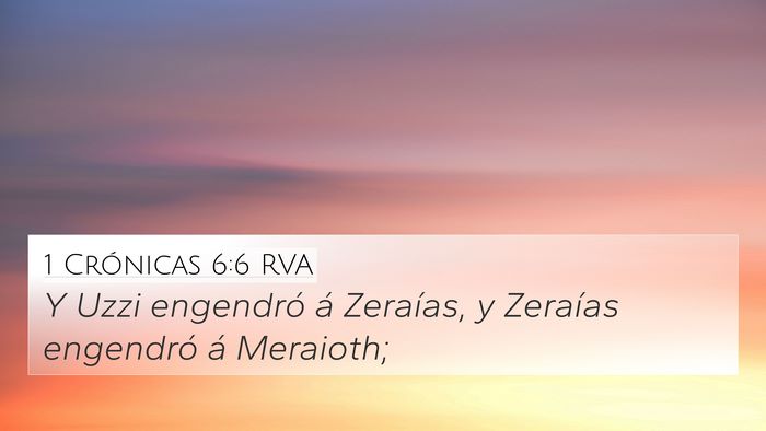 1 Crónicas 6:6 RVA 4K Wallpaper - Y Uzzi engendró á Zeraías, y Zeraías - 4K Wallpaper Bible Verse