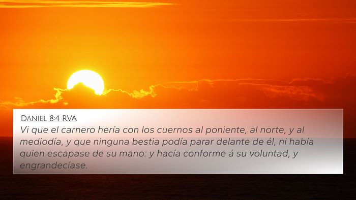 Daniel 8:4 RVA 4K Wallpaper - Vi que el carnero hería con los cuernos al - 4K Wallpaper Bible Verse