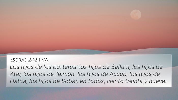 Esdras 2:42 RVA 4K Wallpaper - Los hijos de los porteros: los hijos de Sallum, - 4K Wallpaper Bible Verse