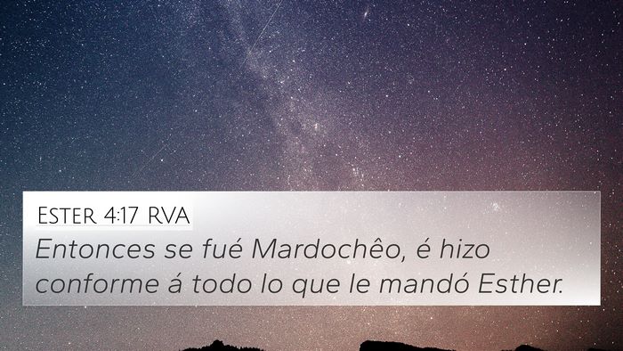 Ester 4:17 RVA 4K Wallpaper - Entonces se fué Mardochêo, é hizo conforme á - 4K Wallpaper Bible Verse