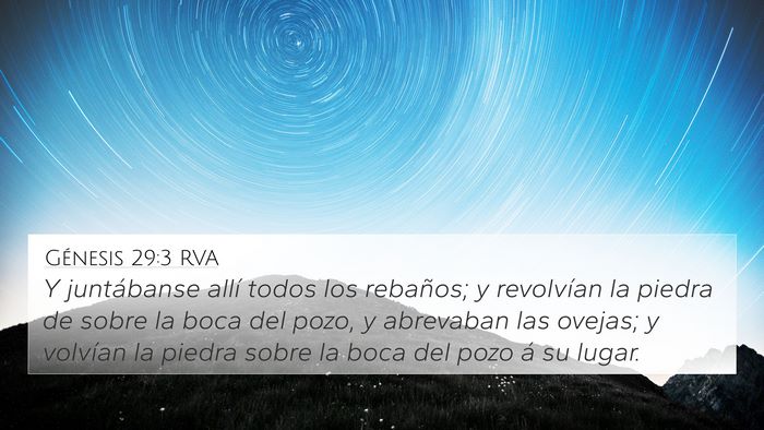 Génesis 29:3 RVA Bible Verse Image