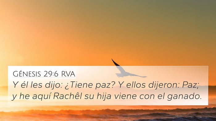 Génesis 29:6 RVA Bible Verse Image
