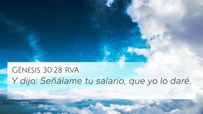 Génesis 30:28 RVA Bible Verse Image