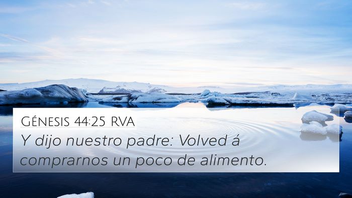 Génesis 44:25 RVA 4K Wallpaper - Y dijo nuestro padre: Volved á comprarnos un - 4K Wallpaper Bible Verse