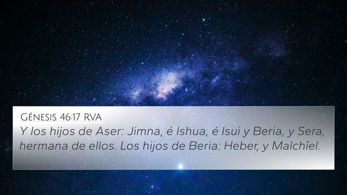 Génesis 46:17 RVA Bible Verse Image
