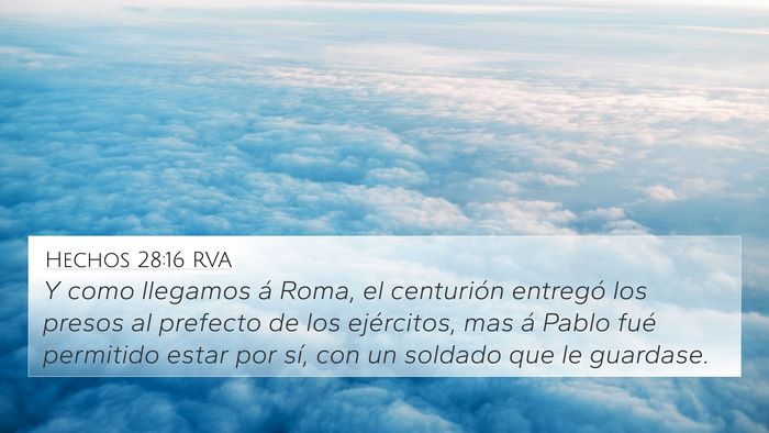 Hechos 28:16 RVA Bible Verse Image
