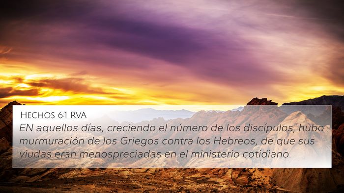 Hechos 6:1 RVA Bible Verse Image