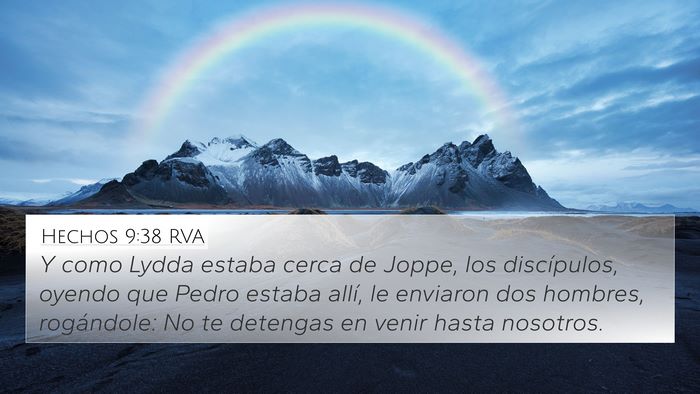 Hechos 9:38 RVA Bible Verse Image