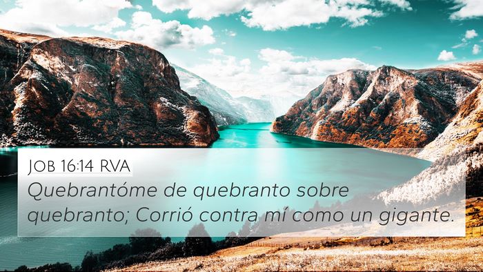 Job 16:14 RVA 4K Wallpaper - Quebrantóme de quebranto sobre quebranto; - 4K Wallpaper Bible Verse