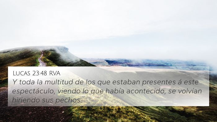 Lucas 23:48 RVA 4K Wallpaper - Y toda la multitud de los que estaban presentes - 4K Wallpaper Bible Verse
