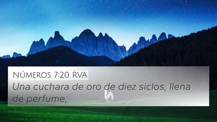Números 7:20 RVA 4K Wallpaper - Una cuchara de oro de diez siclos, llena de - 4K Wallpaper Bible Verse