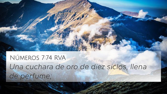 Números 7:74 RVA 4K Wallpaper - Una cuchara de oro de diez siclos, llena de - 4K Wallpaper Bible Verse