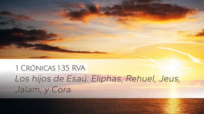 1 Crónicas 1:35 RVA Desktop Wallpaper - Los hijos de Esaú: Eliphas, Rehuel, Jeus, Jalam, - Desktop Bible Verse Wallpaper