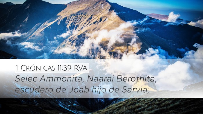 1 Crónicas 11:39 RVA Desktop Wallpaper - Selec Ammonita, Naarai Berothita, escudero de - Desktop Bible Verse Wallpaper