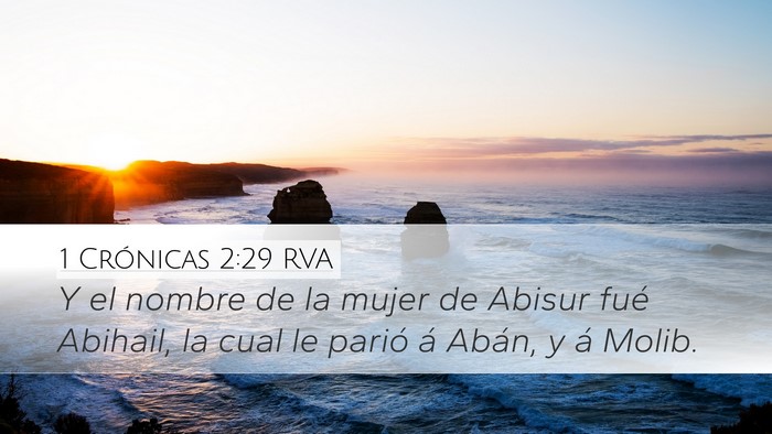 1 Crónicas 2:29 RVA Desktop Wallpaper - Y el nombre de la mujer de Abisur fué Abihail, - Desktop Bible Verse Wallpaper