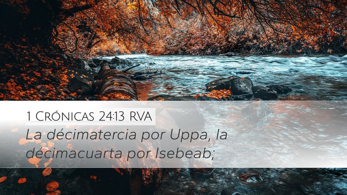 1 Crónicas 24:13 RVA Desktop Wallpaper - La décimatercia por Uppa, la décimacuarta por - Desktop Bible Verse Wallpaper