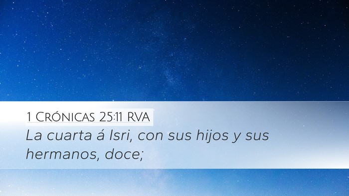 1 Crónicas 25:11 RVA Desktop Wallpaper - La cuarta á Isri, con sus hijos y sus hermanos, - Desktop Bible Verse Wallpaper