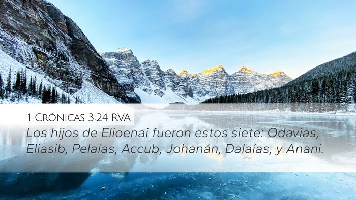 1 Crónicas 3:24 RVA Desktop Wallpaper - Los hijos de Elioenai fueron estos siete: - Desktop Bible Verse Wallpaper