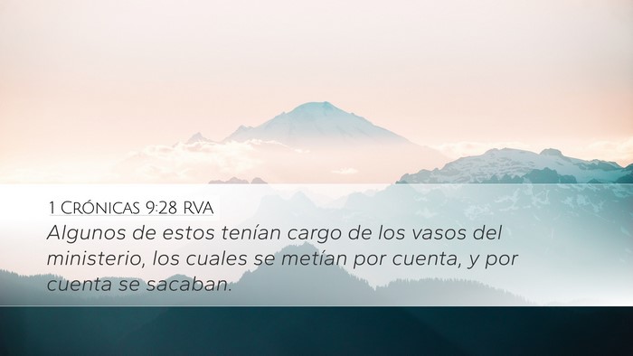 1 Crónicas 9:28 RVA Bible Verse Image
