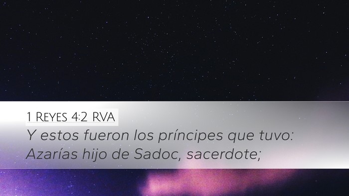 1 Reyes 4:2 RVA Desktop Wallpaper - Y estos fueron los príncipes que tuvo: Azarías - Desktop Bible Verse Wallpaper