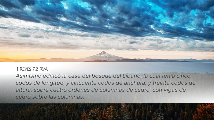 1 Reyes 7:2 RVA Desktop Wallpaper - Asimismo edificó la casa del bosque del Líbano, - Desktop Bible Verse Wallpaper