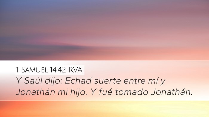 1 Samuel 14:42 RVA Desktop Wallpaper - Y Saúl dijo: Echad suerte entre mí y Jonathán - Desktop Bible Verse Wallpaper