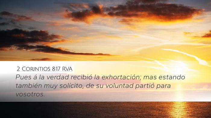 2 Corintios 8:17 RVA Bible Verse Image