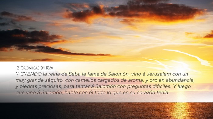 2 Crónicas 9:1 RVA Bible Verse Image