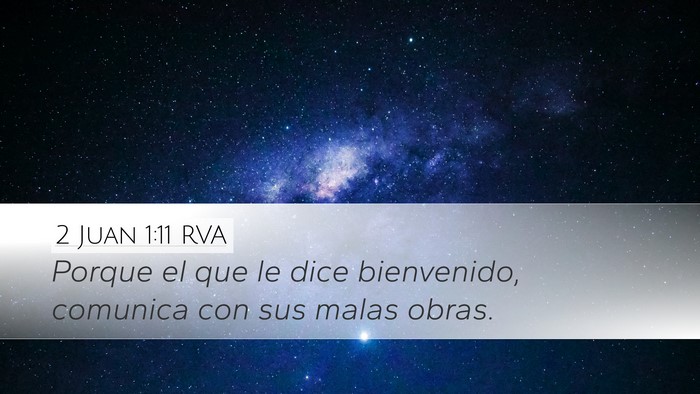 2 Juan 1:11 RVA Bible Verse Image