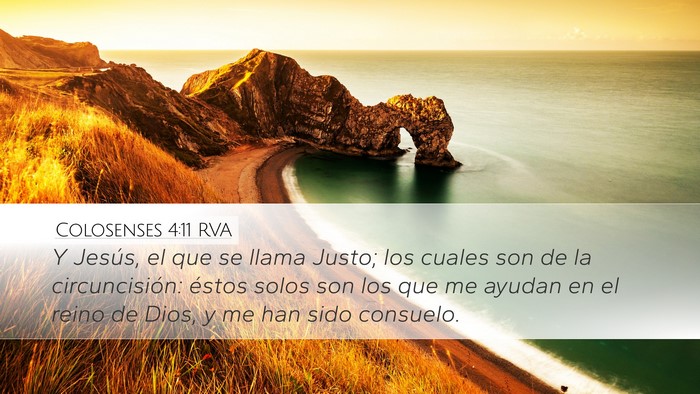 Colosenses 4:11 RVA Desktop Wallpaper - Y Jesús, el que se llama Justo; los cuales son - Desktop Bible Verse Wallpaper