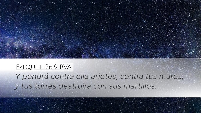 Ezequiel 26:9 RVA Bible Verse Image
