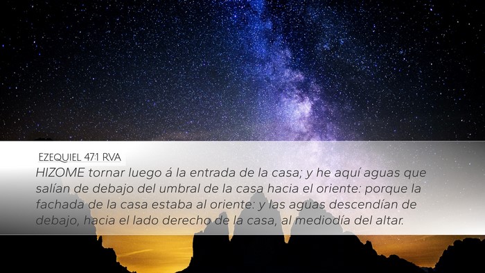 Ezequiel 47:1 RVA Desktop Wallpaper - HIZOME tornar luego á la entrada de la casa; y - Desktop Bible Verse Wallpaper