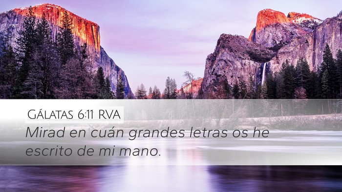 Gálatas 6:11 RVA Bible Verse Image