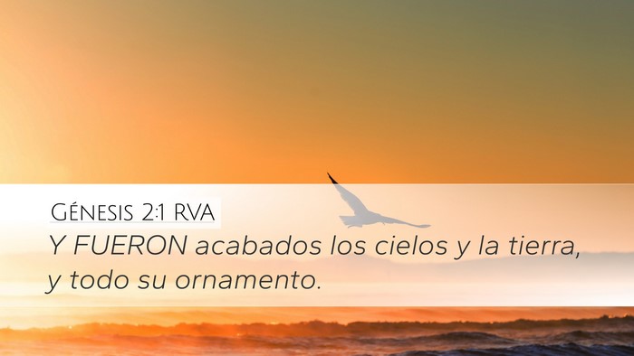 Génesis 2:1 RVA Desktop Wallpaper - Y FUERON acabados los cielos y la tierra, y todo - Desktop Bible Verse Wallpaper