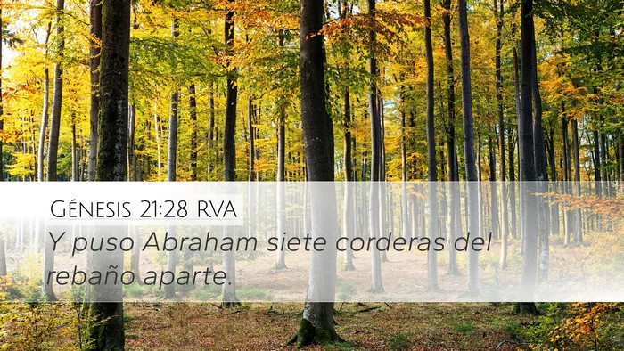 Génesis 21:28 RVA Desktop Wallpaper - Y puso Abraham siete corderas del rebaño - Desktop Bible Verse Wallpaper