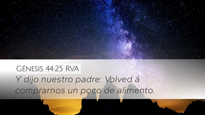 Génesis 44:25 RVA Desktop Wallpaper - Y dijo nuestro padre: Volved á comprarnos un - Desktop Bible Verse Wallpaper
