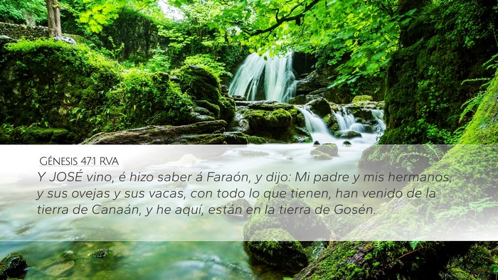 Génesis 47:1 RVA Desktop Wallpaper - Y JOSÉ vino, é hizo saber á Faraón, y dijo: - Desktop Bible Verse Wallpaper