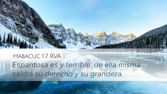 Habacuc 1:7 RVA Desktop Wallpaper - Espantosa es y terrible: de ella misma saldrá su - Desktop Bible Verse Wallpaper