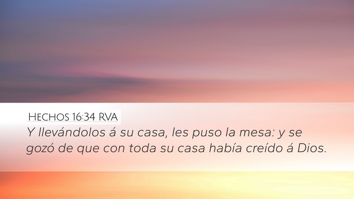 Hechos 16:34 RVA Bible Verse Image