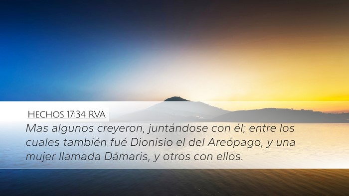 Hechos 17:34 RVA Desktop Wallpaper - Mas algunos creyeron, juntándose con él; entre - Desktop Bible Verse Wallpaper
