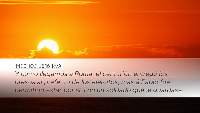 Hechos 28:16 RVA Bible Verse Image