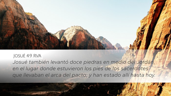Josué 4:9 RVA Desktop Wallpaper - Josué también levantó doce piedras en medio - Desktop Bible Verse Wallpaper