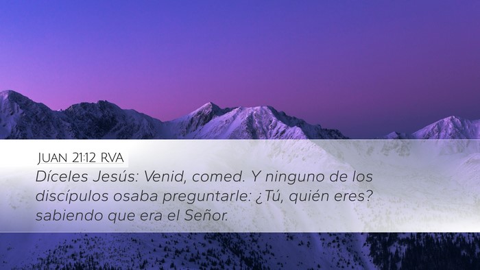 Juan 21:12 RVA Desktop Wallpaper - Díceles Jesús: Venid, comed. Y ninguno de los - Desktop Bible Verse Wallpaper