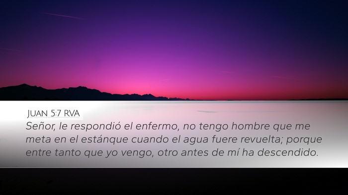 Juan 5:7 RVA Desktop Wallpaper - Señor, le respondió el enfermo, no tengo hombre - Desktop Bible Verse Wallpaper