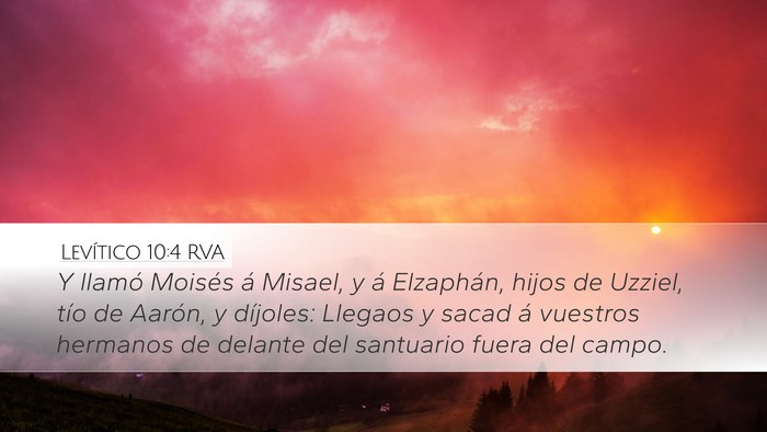Levítico 10:4 RVA Desktop Wallpaper - Y llamó Moisés á Misael, y á Elzaphán, hijos - Desktop Bible Verse Wallpaper