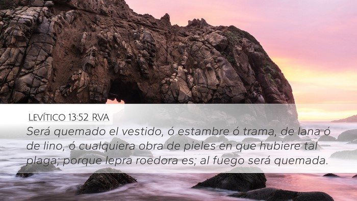 Levítico 13:52 RVA Desktop Wallpaper - Será quemado el vestido, ó estambre ó trama, - Desktop Bible Verse Wallpaper