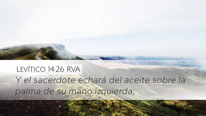 Levítico 14:26 RVA Desktop Wallpaper - Y el sacerdote echará del aceite sobre la palma - Desktop Bible Verse Wallpaper