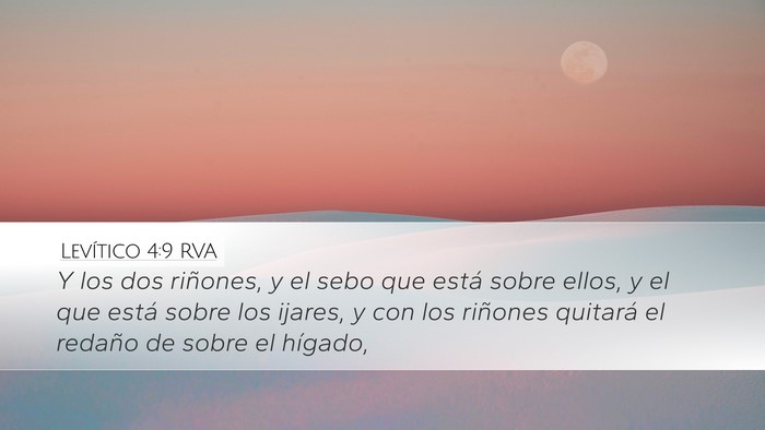 Levítico 4:9 RVA Desktop Wallpaper - Y los dos riñones, y el sebo que está sobre - Desktop Bible Verse Wallpaper
