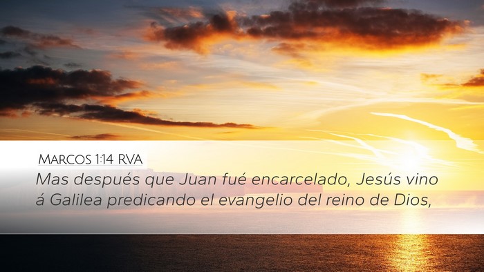 Marcos 1:14 RVA Desktop Wallpaper - Mas después que Juan fué encarcelado, Jesús - Desktop Bible Verse Wallpaper